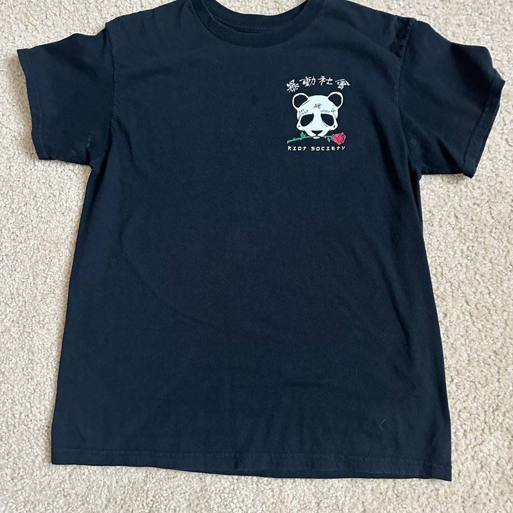 Riot Society Black Tee with Panda Graphic